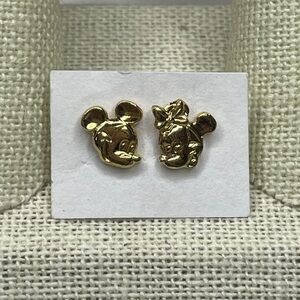 Disney Mickey Minnie Mouse Earrings Gold Plated Over Sterling Stud Earrings
